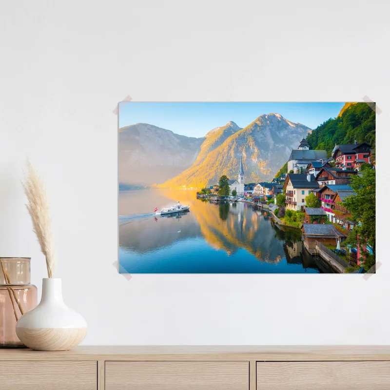 Poster morgendlicher lichtglanz über Hallstatt am see Poster morgendlicher lichtglanz über Hallstatt am see