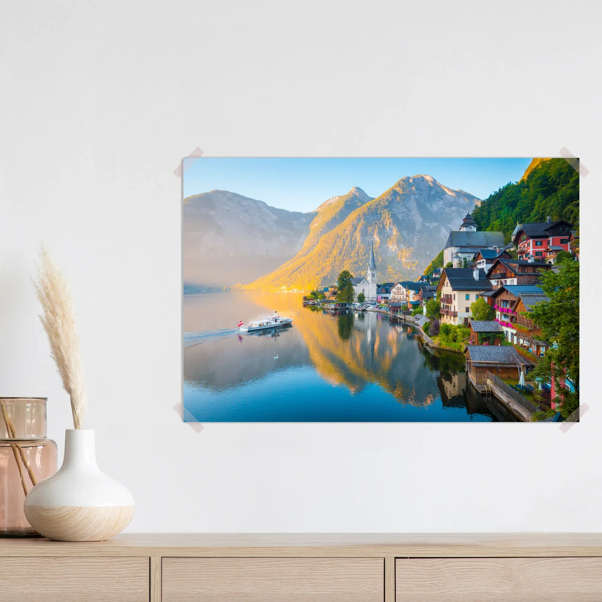 Poster morgendlicher lichtglanz über Hallstatt am see Poster morgendlicher lichtglanz über Hallstatt am see