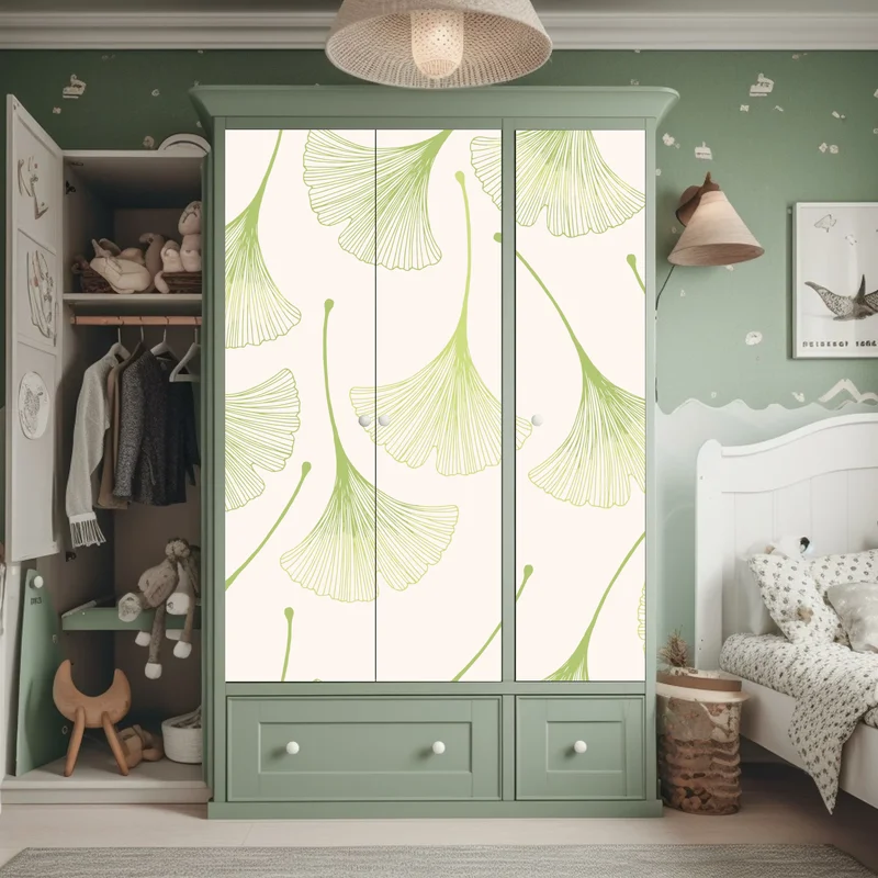 Schrankaufkleber zartes ginkgoblattmuster