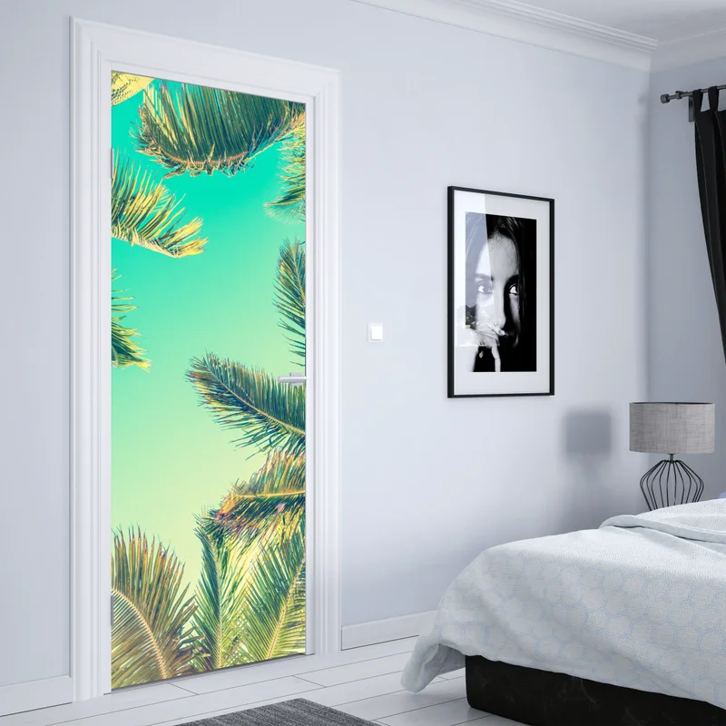 Türaufkleber vintage türkis palmenhimmel