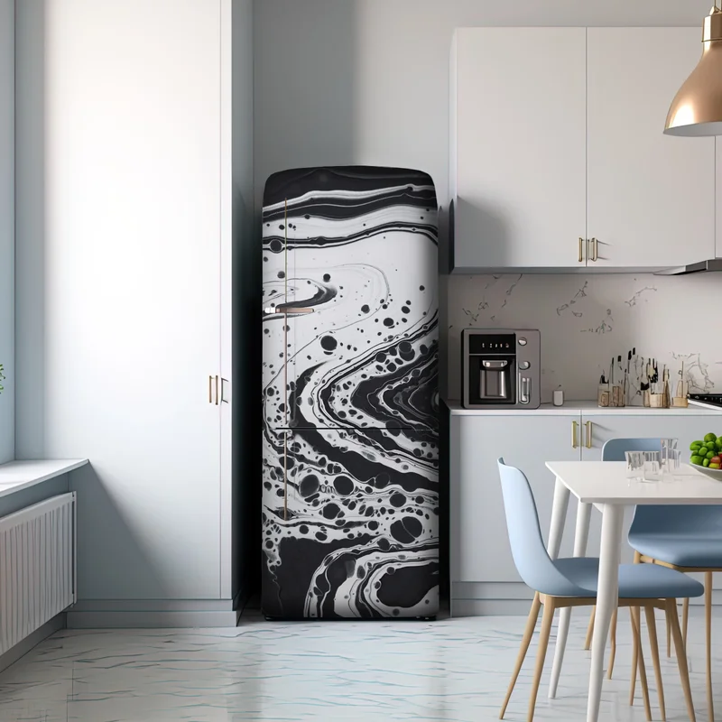 Kühlschrankaufkleber schwarz-weißes marmormuster