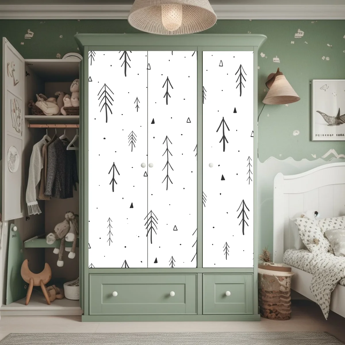 Schrankaufkleber minimalistisches muster mit handgezeichneten bäumen Schrankaufkleber minimalistisches muster mit handgezeichneten bäumen