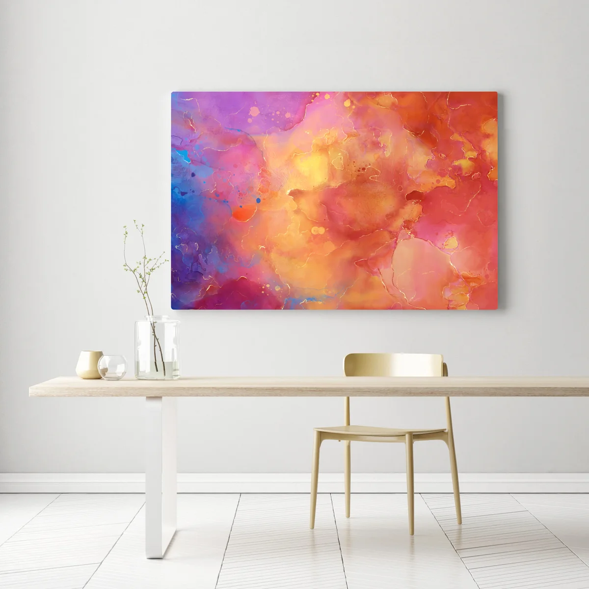 Leinwandbild lebhafte aquarell-abstraktion in warmen tönen Leinwandbild lebhafte aquarell-abstraktion in warmen tönen