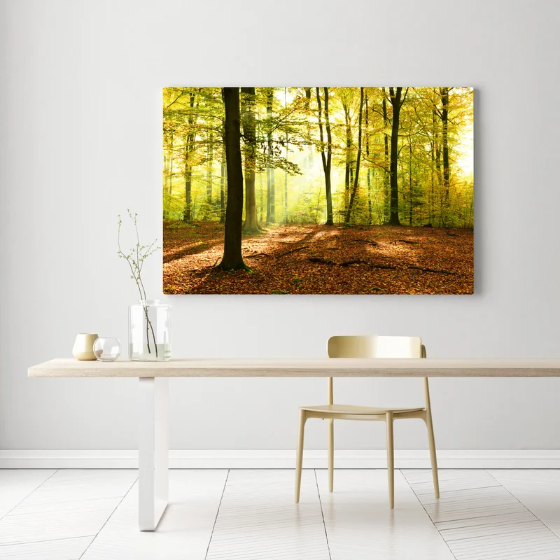 Leinwandbild goldener herbstwald am morgen Leinwandbild goldener herbstwald am morgen