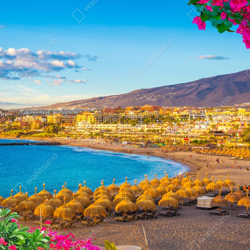 Repositionierbarer Aufkleber sonniger strand Torviscas, Teneriffa Repositionierbarer Aufkleber sonniger strand Torviscas, Teneriffa