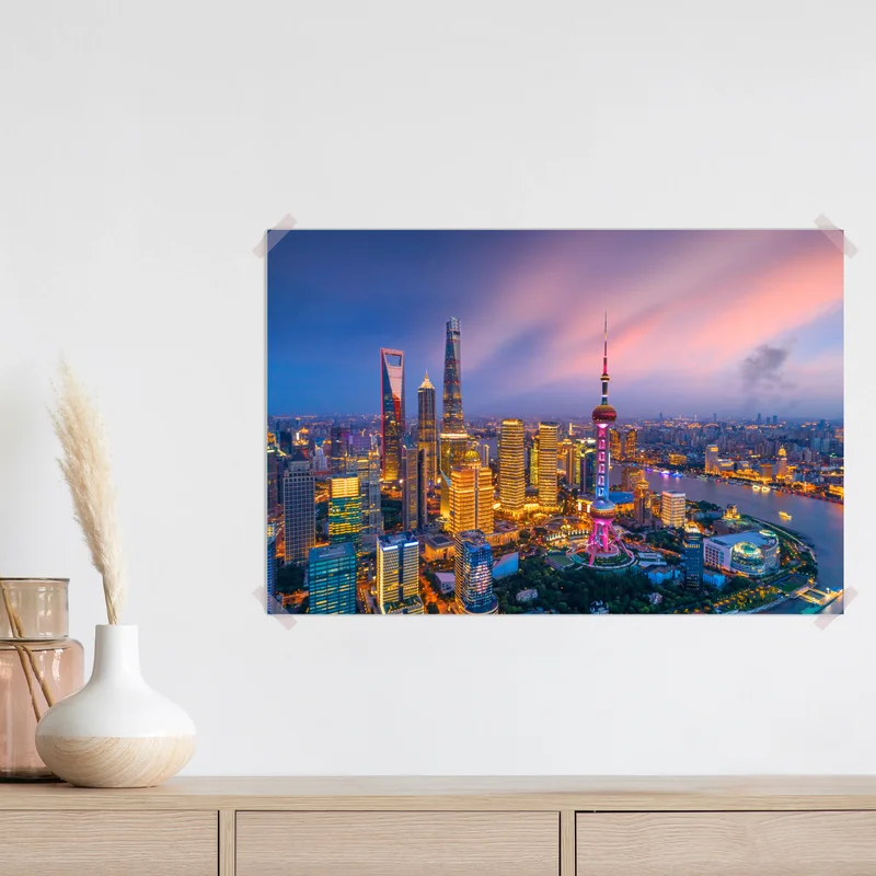 Poster Shanghai nächtliche skyline Poster Shanghai nächtliche skyline