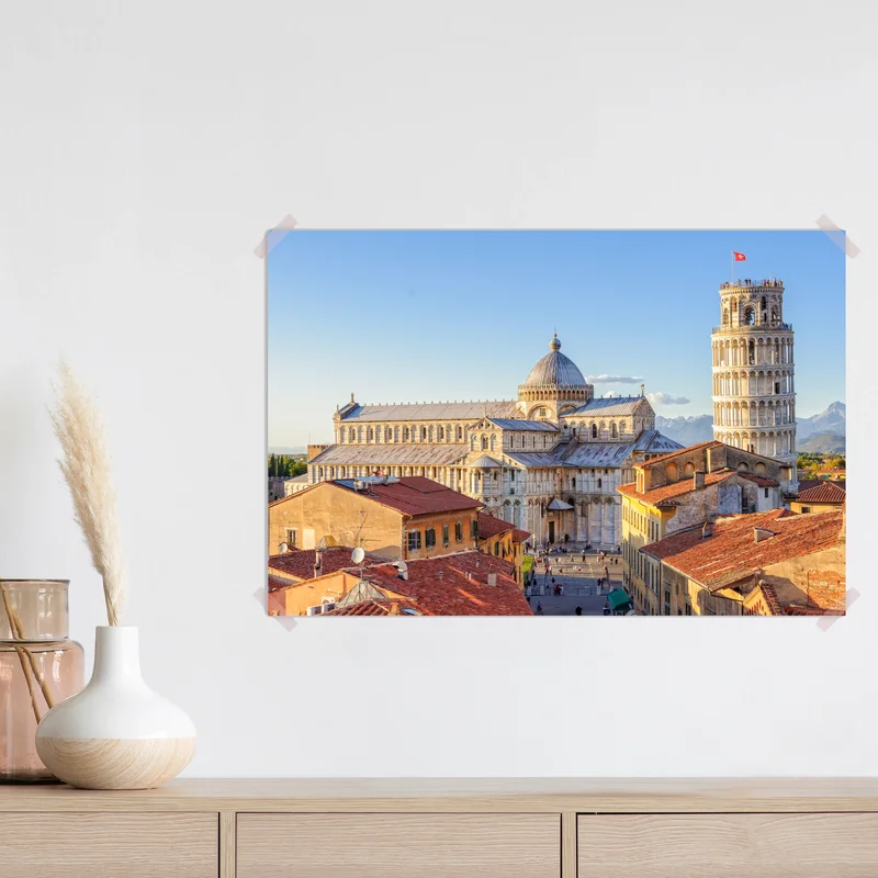 Poster sonnenbeschienener blick auf den dom von Pisa und den schiefen turm Poster sonnenbeschienener blick auf den dom von Pisa und den schiefen turm