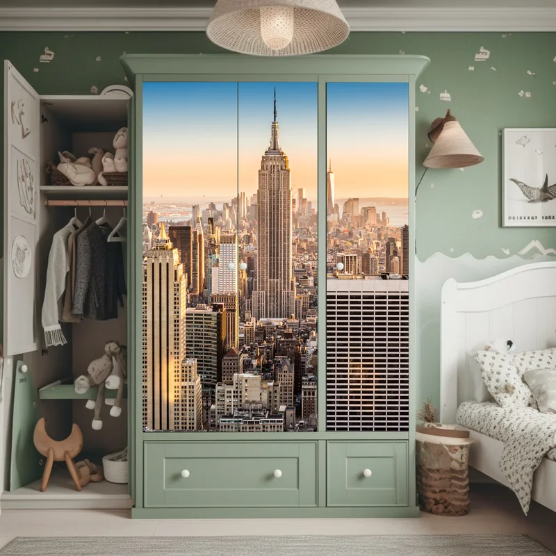 Schrankaufkleber New York skyline bei goldenem licht