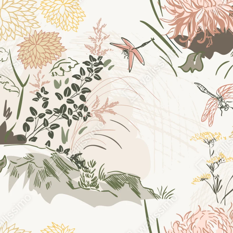 Fototapete zartes pastell-blumenmuster Fototapete zartes pastell-blumenmuster