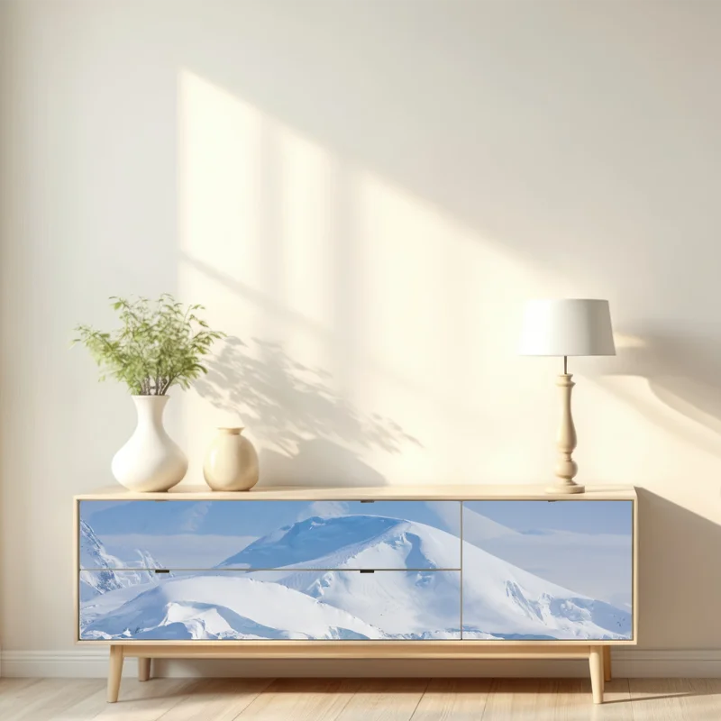 Repositionierbarer Aufkleber verschneite berglandschaft