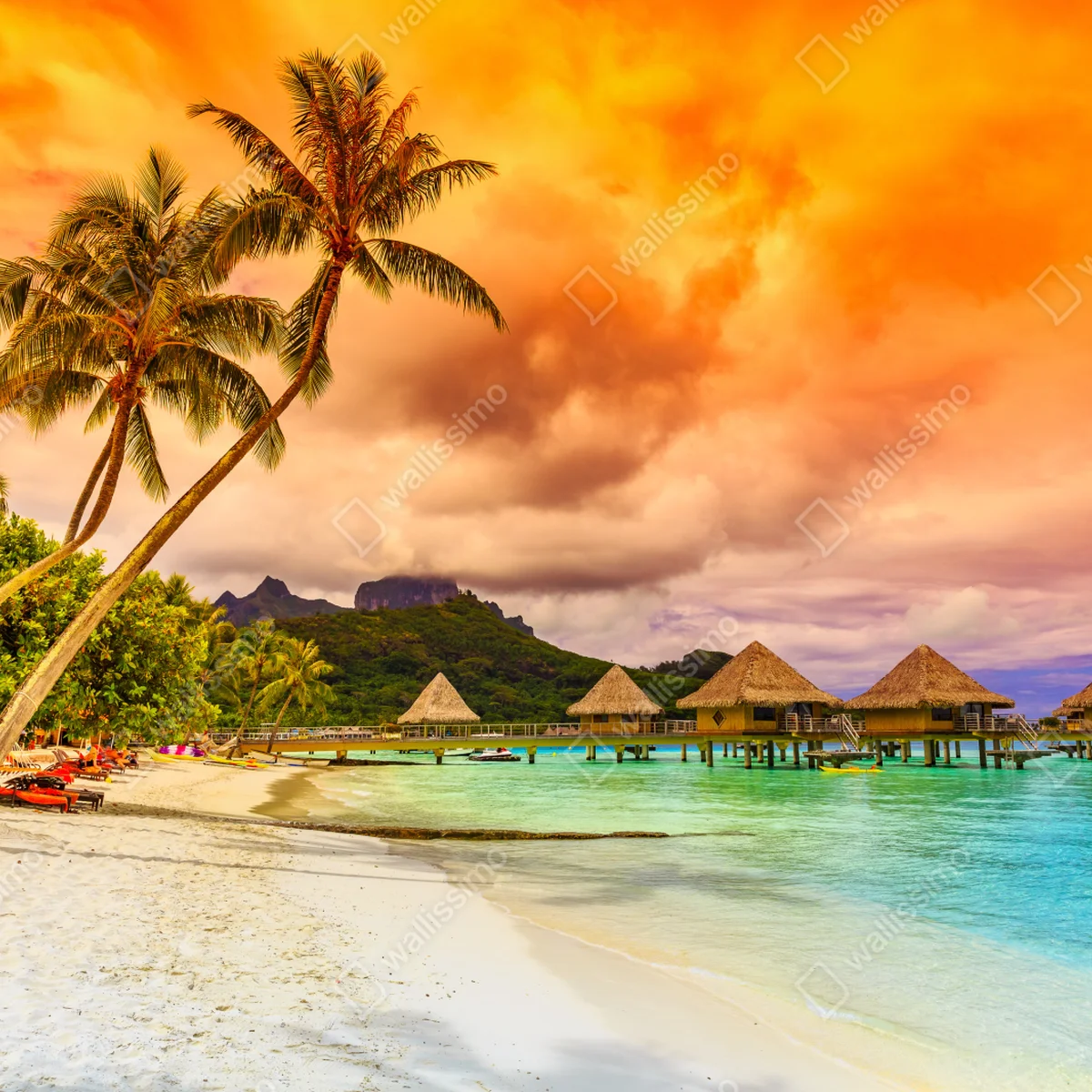 Laptop-Aufkleber sonnenuntergang in Bora Bora über wasserbungalows Laptop-Aufkleber sonnenuntergang in Bora Bora über wasserbungalows