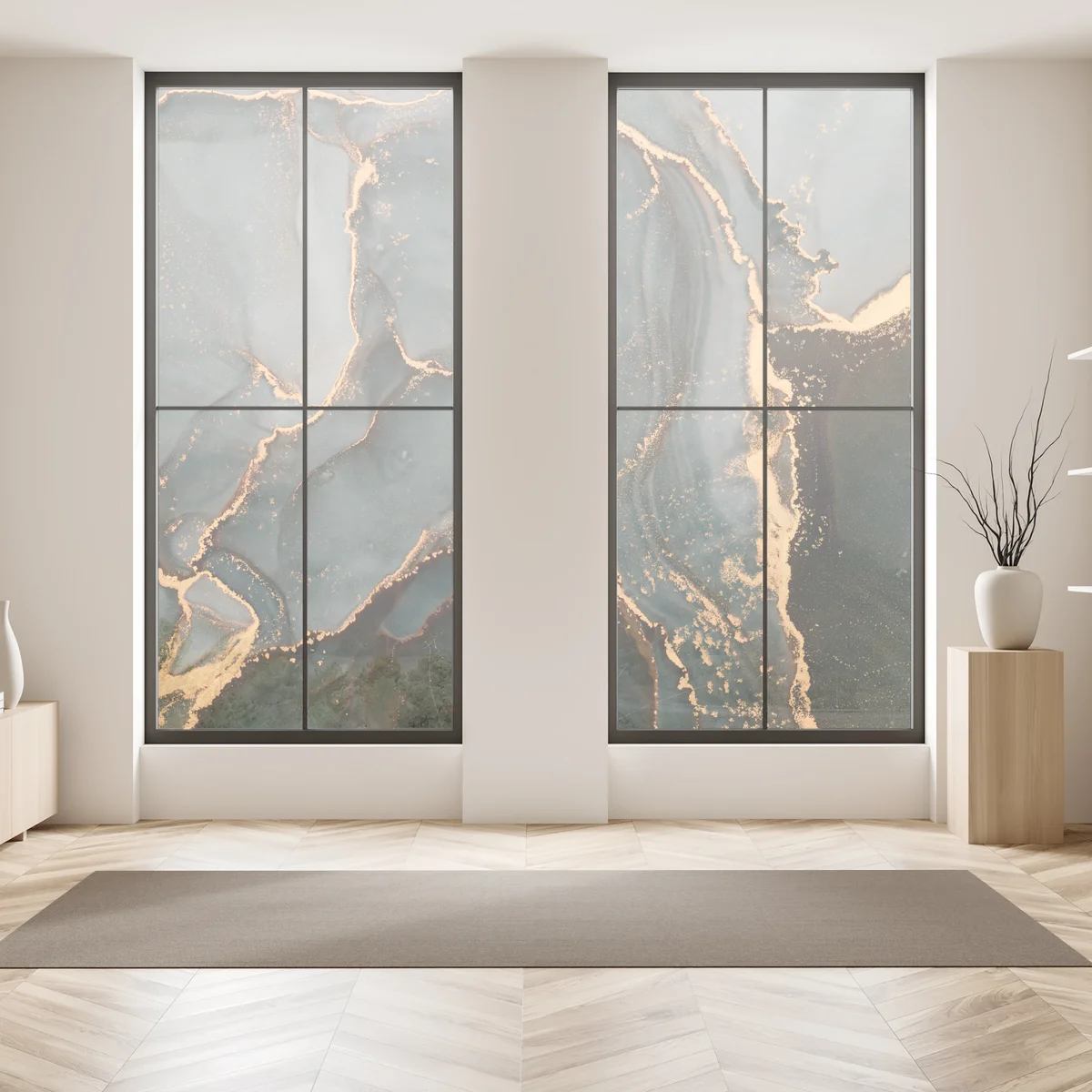 Fensteraufkleber luxuriöse türkis abstraktion mit goldenen adern Fensteraufkleber luxuriöse türkis abstraktion mit goldenen adern