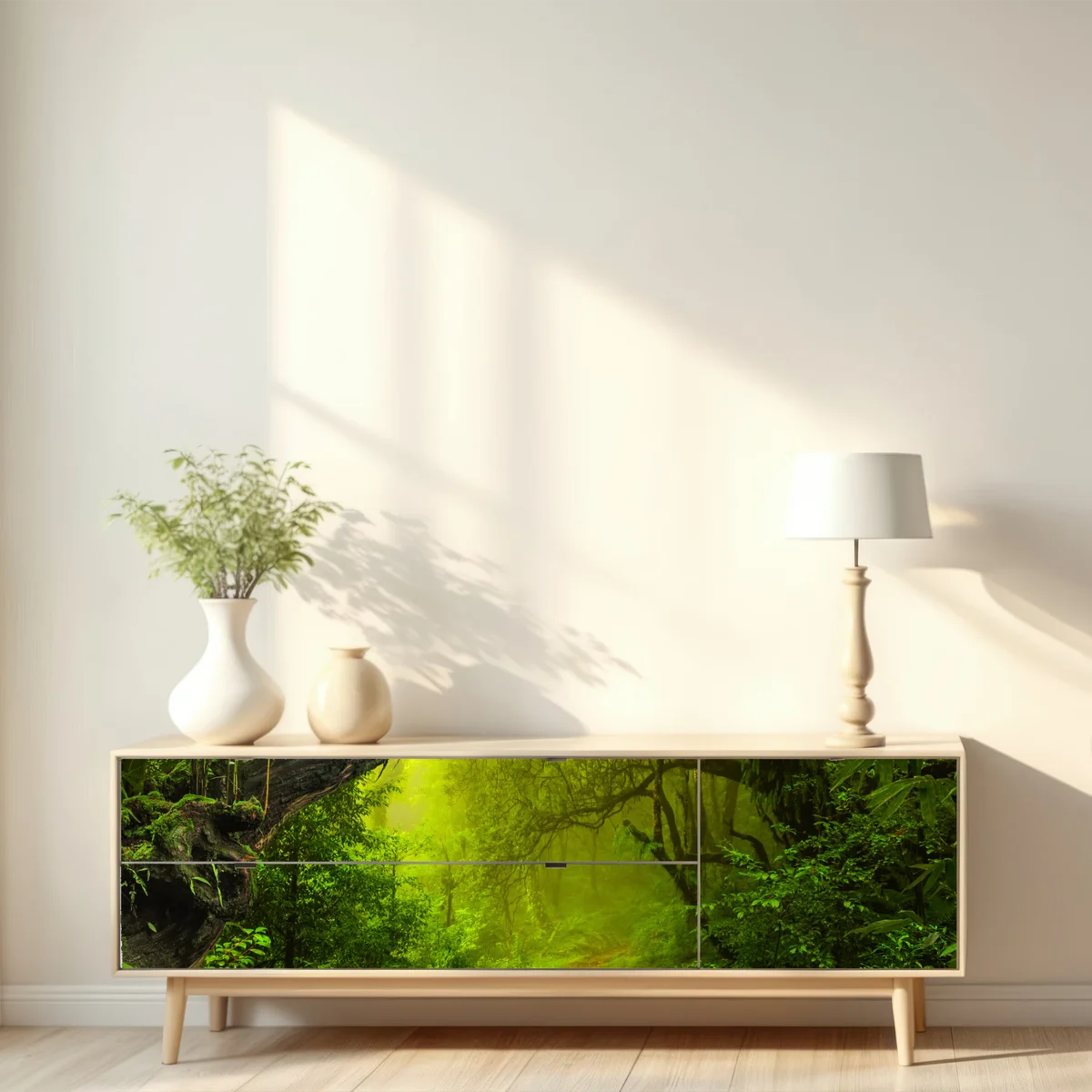 Repositionierbarer Aufkleber mystischer grüner waldpfad Repositionierbarer Aufkleber mystischer grüner waldpfad