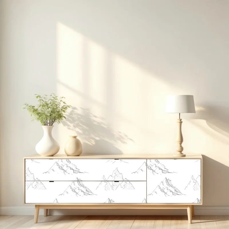 Repositionierbarer Aufkleber handgezeichnetes bergmuster