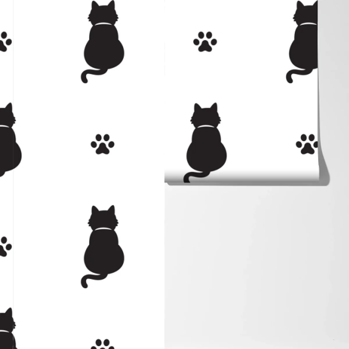 Fototapete muster mit schwarzen katzensilhouetten Fototapete muster mit schwarzen katzensilhouetten