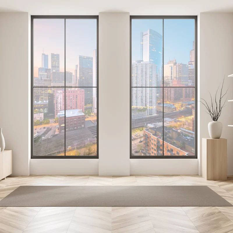 Fensteraufkleber Chicago skyline bei dämmerung Fensteraufkleber Chicago skyline bei dämmerung