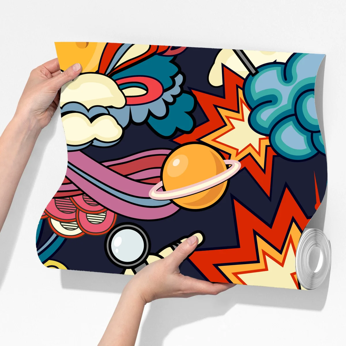 Fototapete bunte kosmische weltraum-collage Fototapete bunte kosmische weltraum-collage