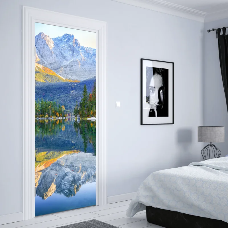 Türaufkleber herbstliche spiegelung am Eibsee bei Zugspitze