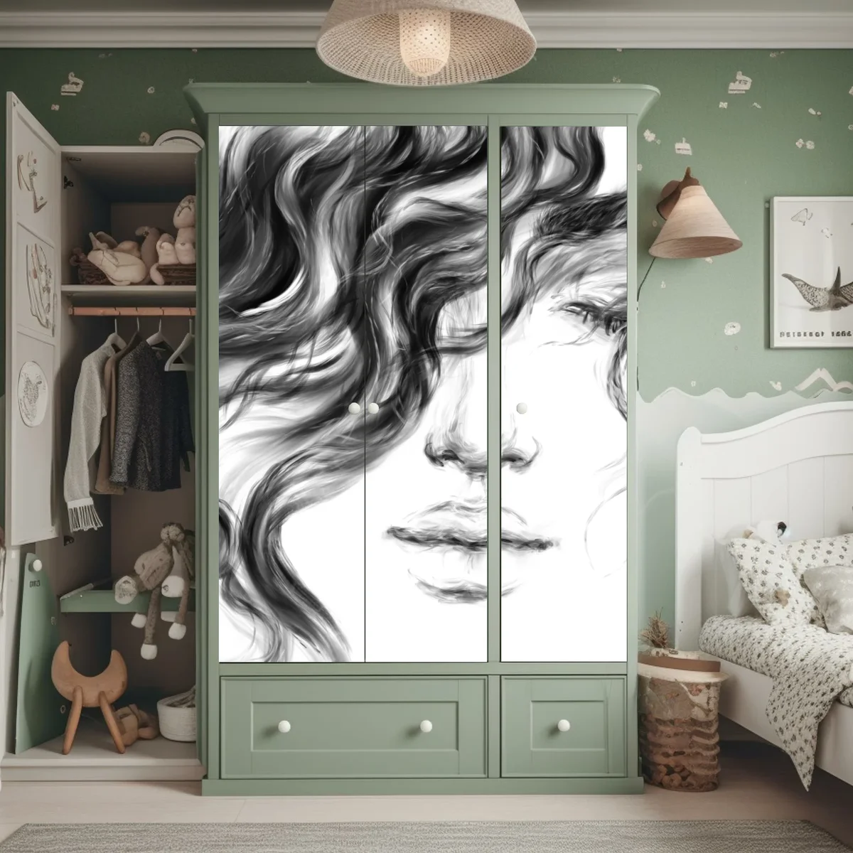 Schrankaufkleber ätherisches monochromes porträt Schrankaufkleber ätherisches monochromes porträt