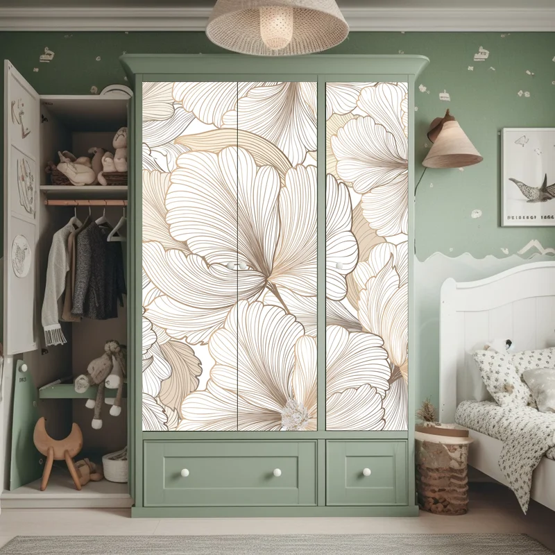 Schrankaufkleber zarte beige blumenillustration