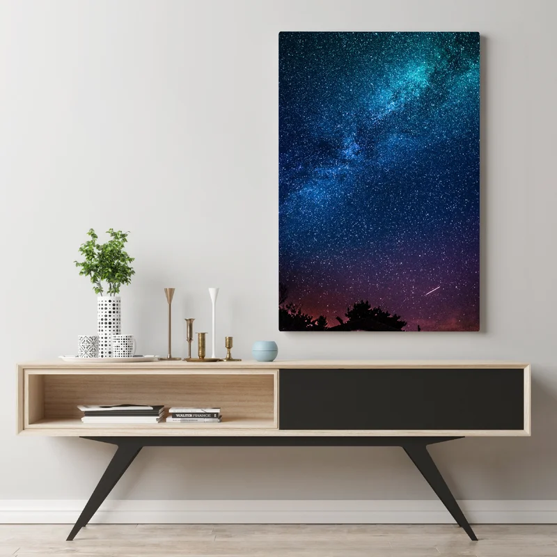 Leinwandbild tiefblauer nachthimmel mit milchstraße und sternschnuppe Leinwandbild tiefblauer nachthimmel mit milchstraße und sternschnuppe