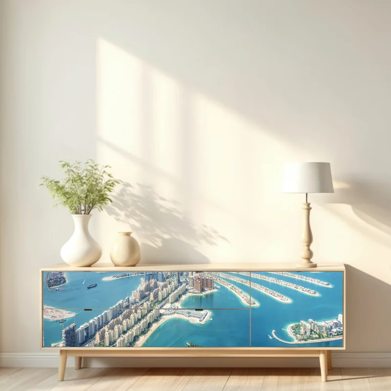 Repositionierbarer Aufkleber luftaufnahme von Palm Jumeirah, Dubai