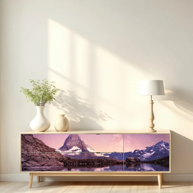 Repositionierbarer Aufkleber Matterhorn unter der Milchstraße mit spiegelung