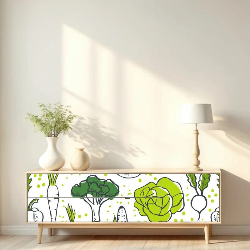 Repositionierbarer Aufkleber grünes gemüse muster