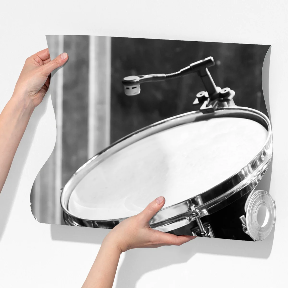 Fototapeta czarno-białe zbliżenie zestawu perkusyjnego Fototapeta czarno-białe zbliżenie zestawu perkusyjnego