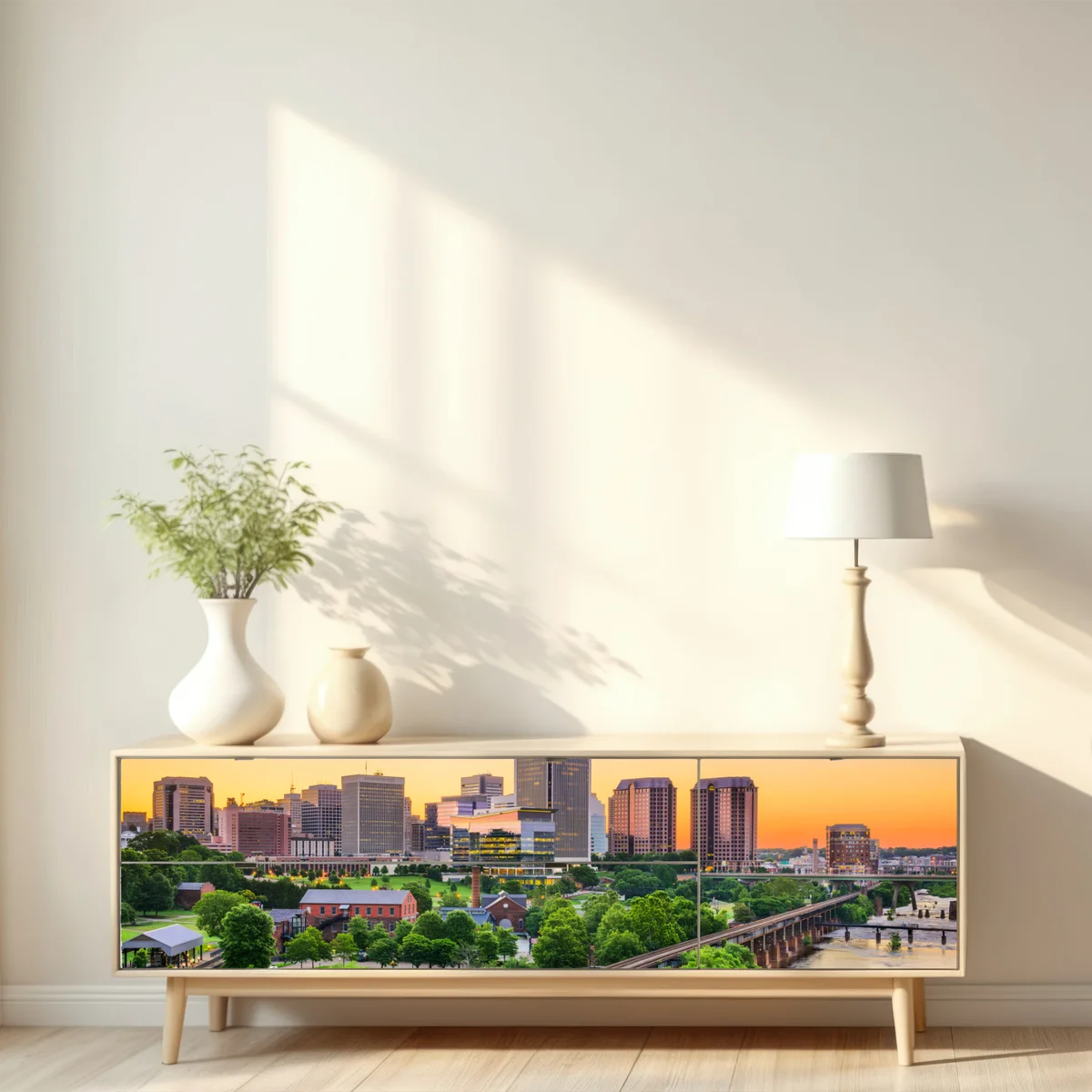 Repositionierbarer Aufkleber Richmond skyline bei sonnenuntergang Repositionierbarer Aufkleber Richmond skyline bei sonnenuntergang