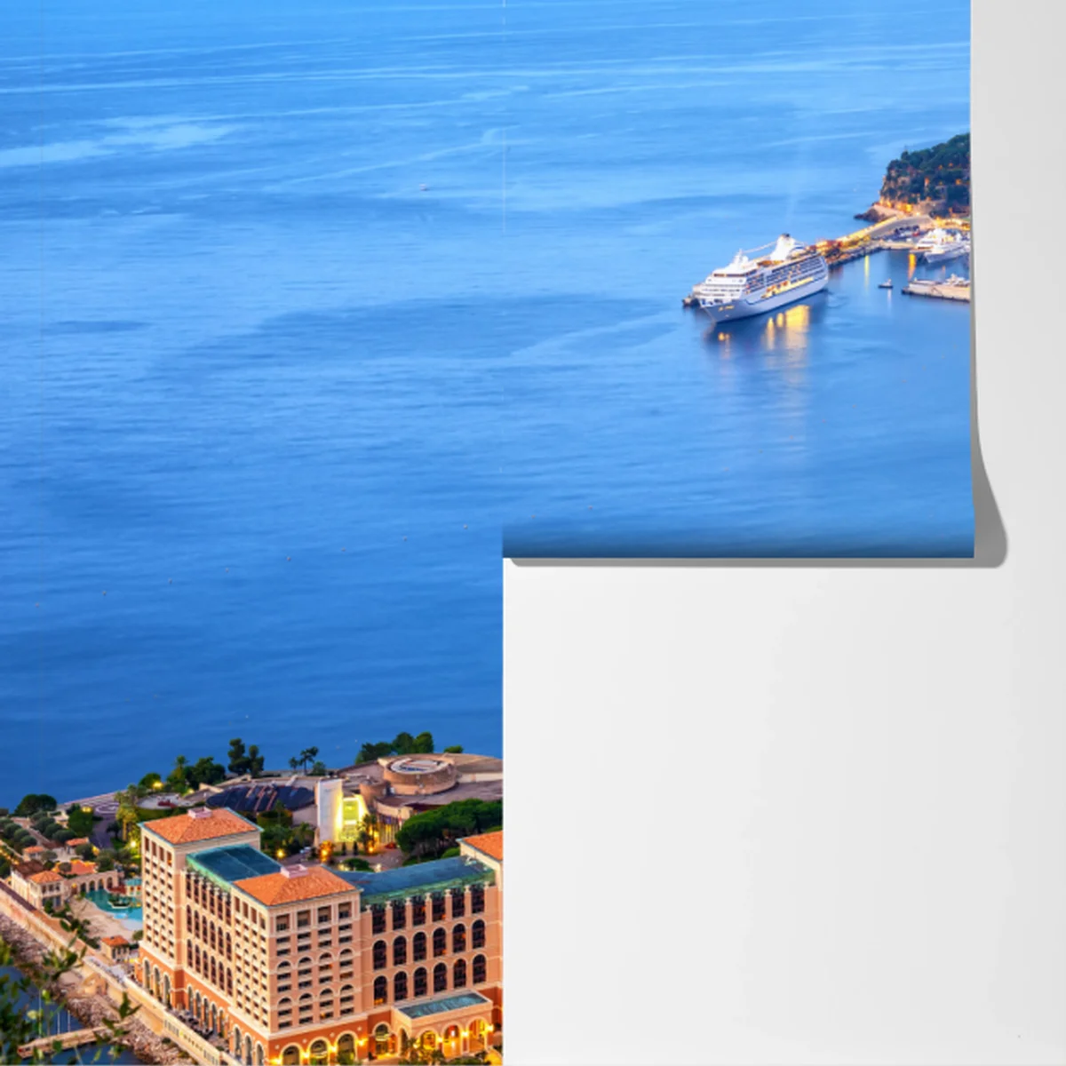 Fototapeta Monako panorama wybrzeża o zmierzchu Fototapeta Monako panorama wybrzeża o zmierzchu