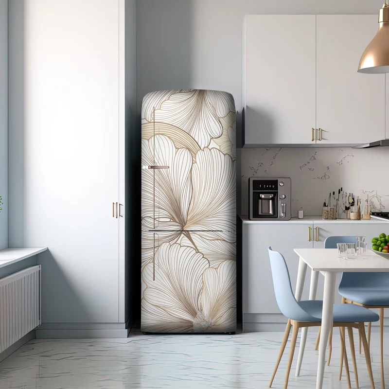 Kühlschrankaufkleber zarte beige blumenillustration