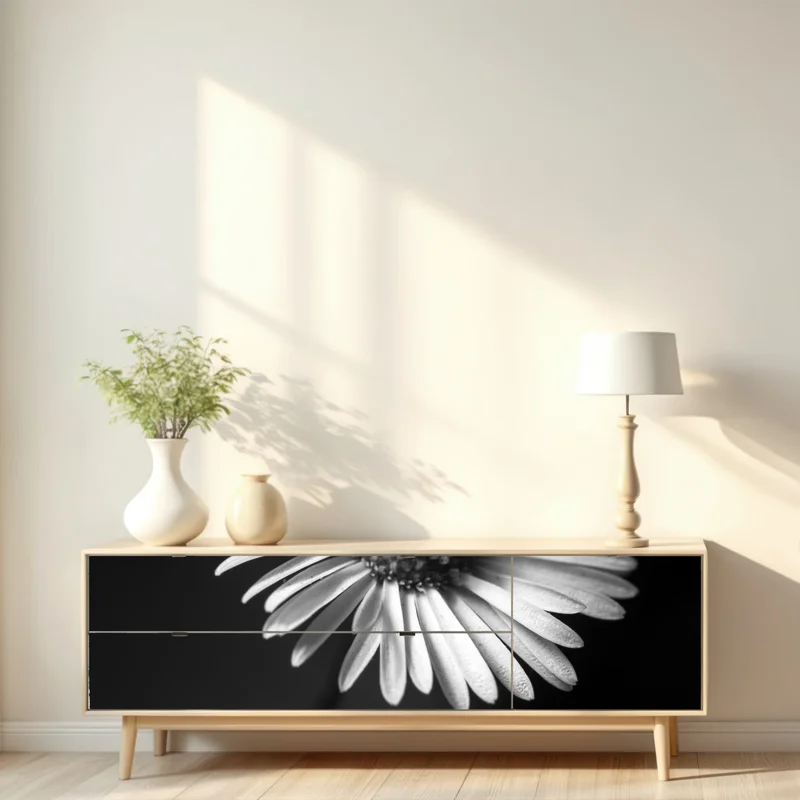 Repositionierbarer Aufkleber monochromes gänseblümchen nahaufnahme