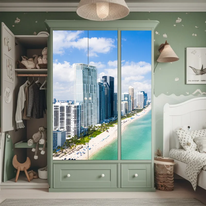 Schrankaufkleber türkisfarbene strand-skyline