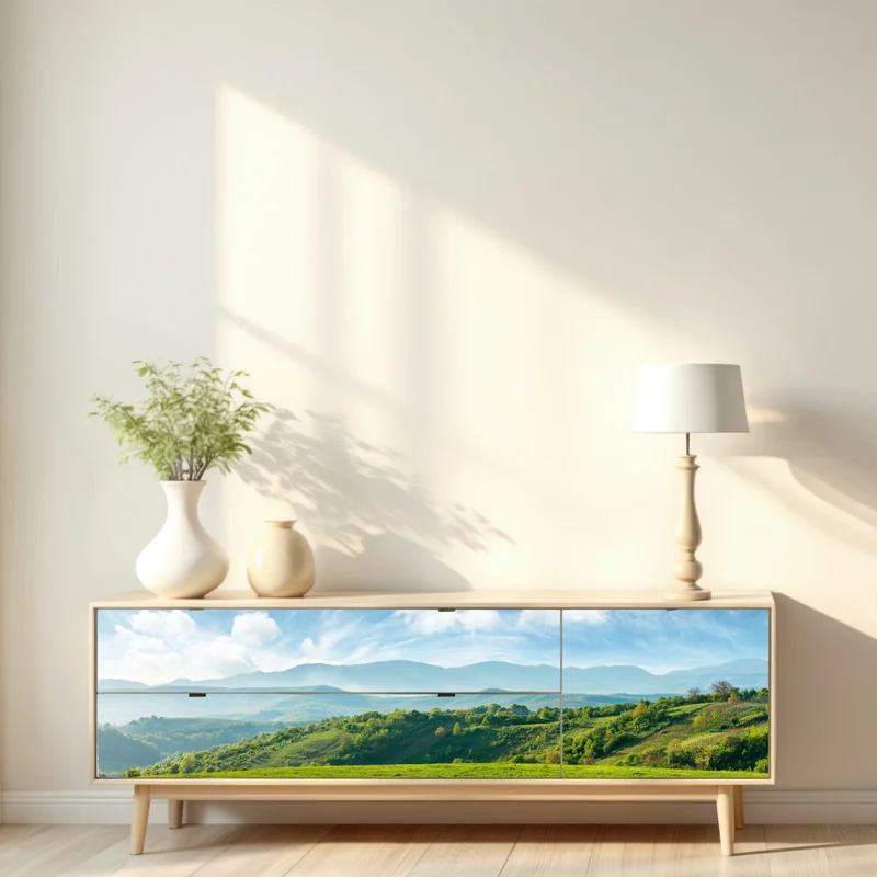 Repositionierbarer Aufkleber frühlingspanorama rumänische berge Repositionierbarer Aufkleber frühlingspanorama rumänische berge