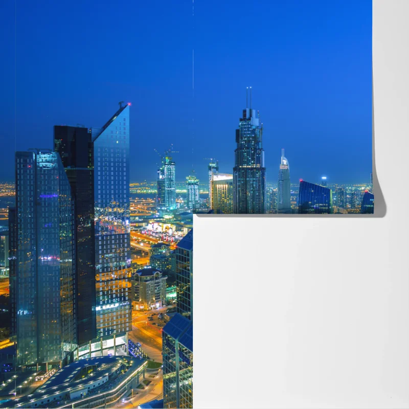 Fototapete Dubai skyline bei dämmerung Fototapete Dubai skyline bei dämmerung