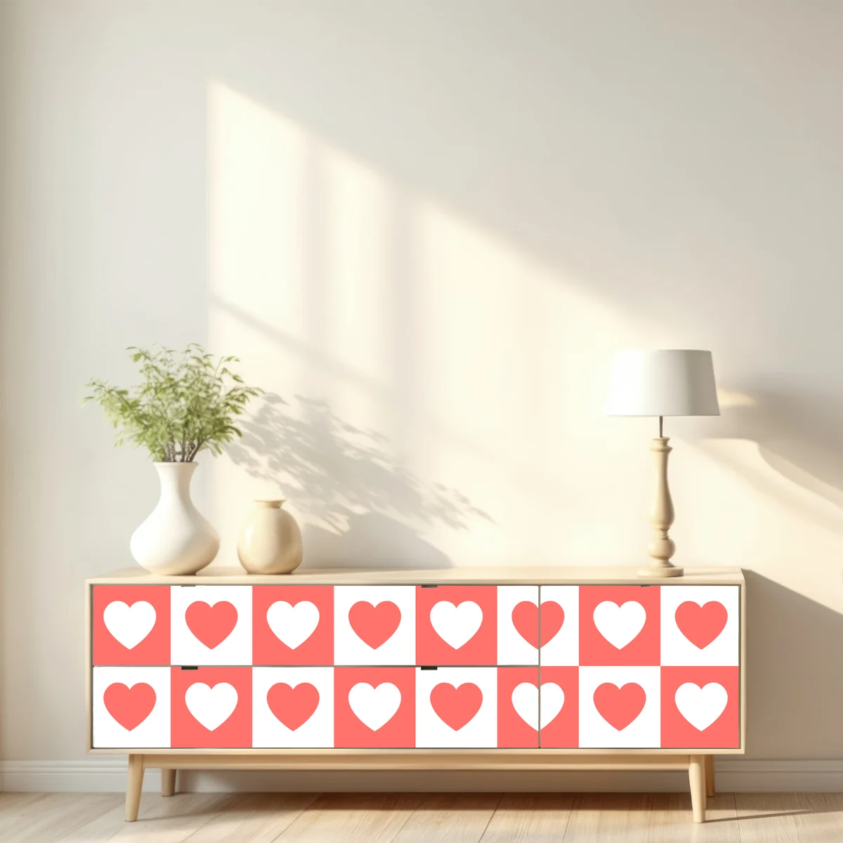 Repositionierbarer Aufkleber rosa herzen schachbrettmuster Repositionierbarer Aufkleber rosa herzen schachbrettmuster