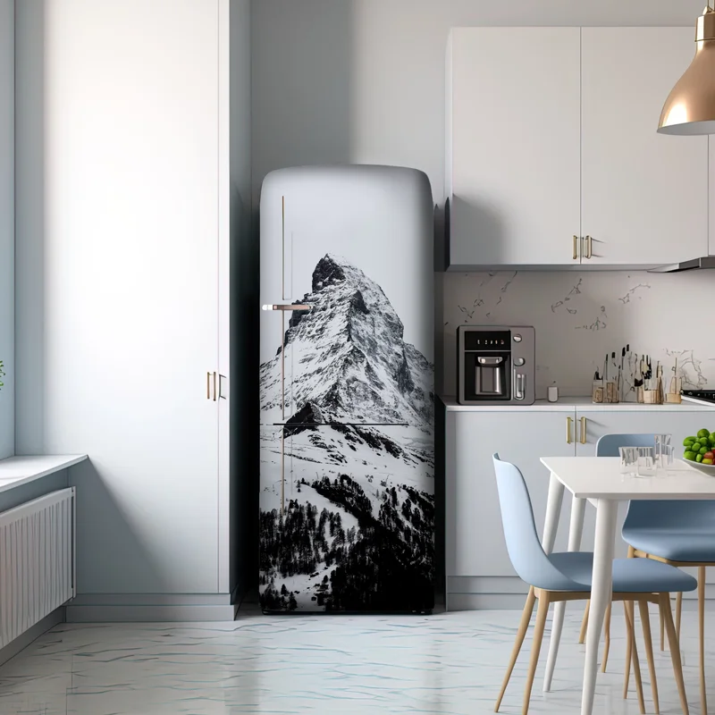 Kühlschrankaufkleber einsamer schneebedeckter berggipfel