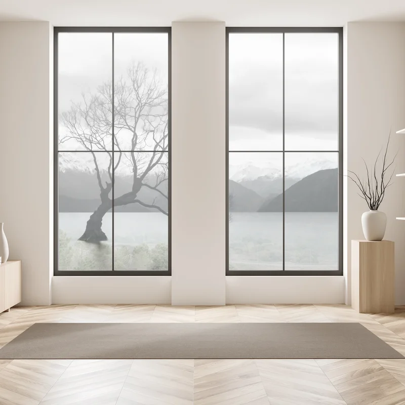 Fensteraufkleber einsamer baum im see in schwarzweiß