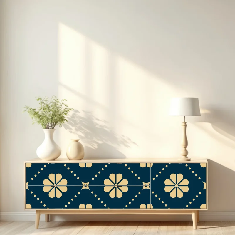 Repositionierbarer Aufkleber türkis beiges blumen geometrisches muster Repositionierbarer Aufkleber türkis beiges blumen geometrisches muster