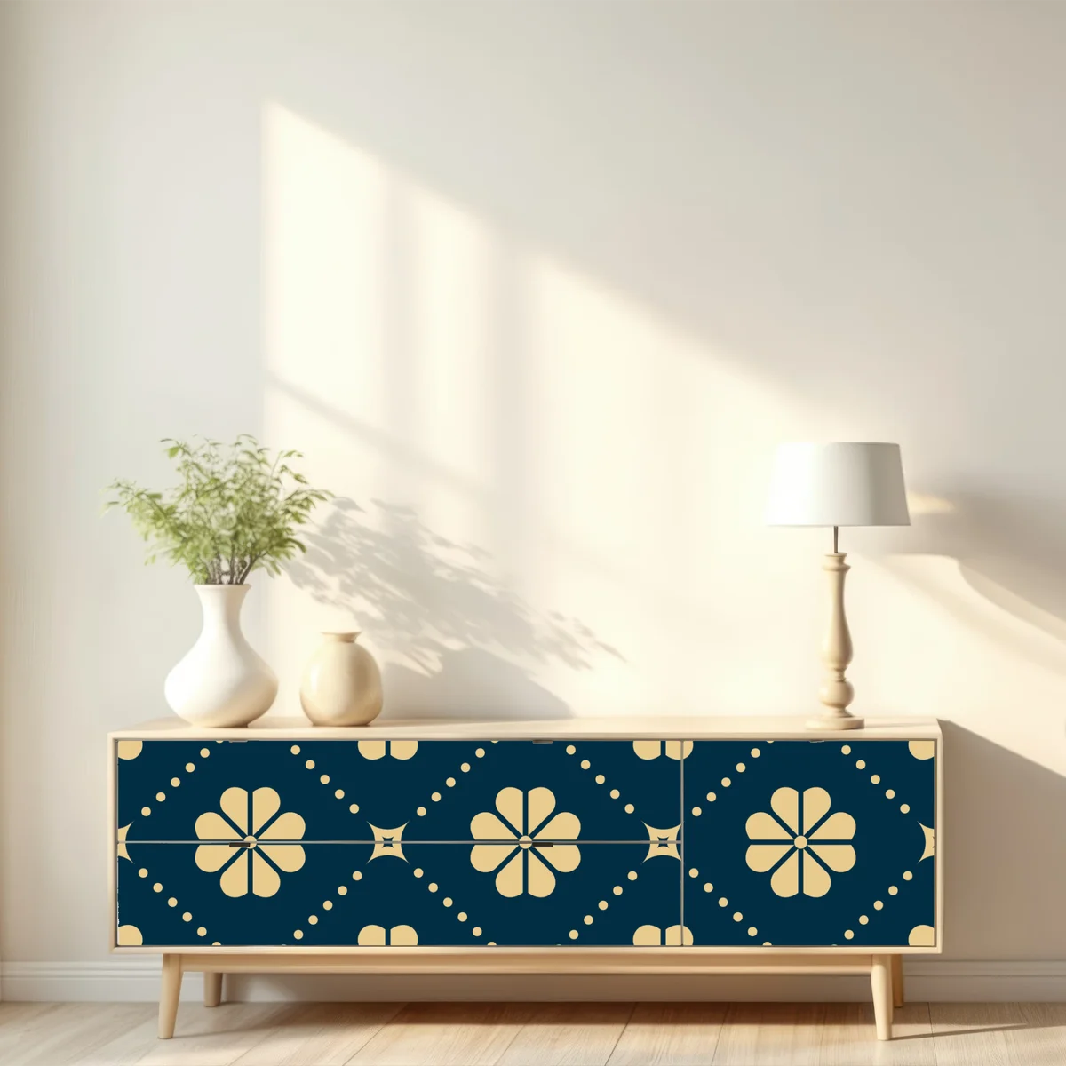 Repositionierbarer Aufkleber türkis beiges blumen geometrisches muster Repositionierbarer Aufkleber türkis beiges blumen geometrisches muster