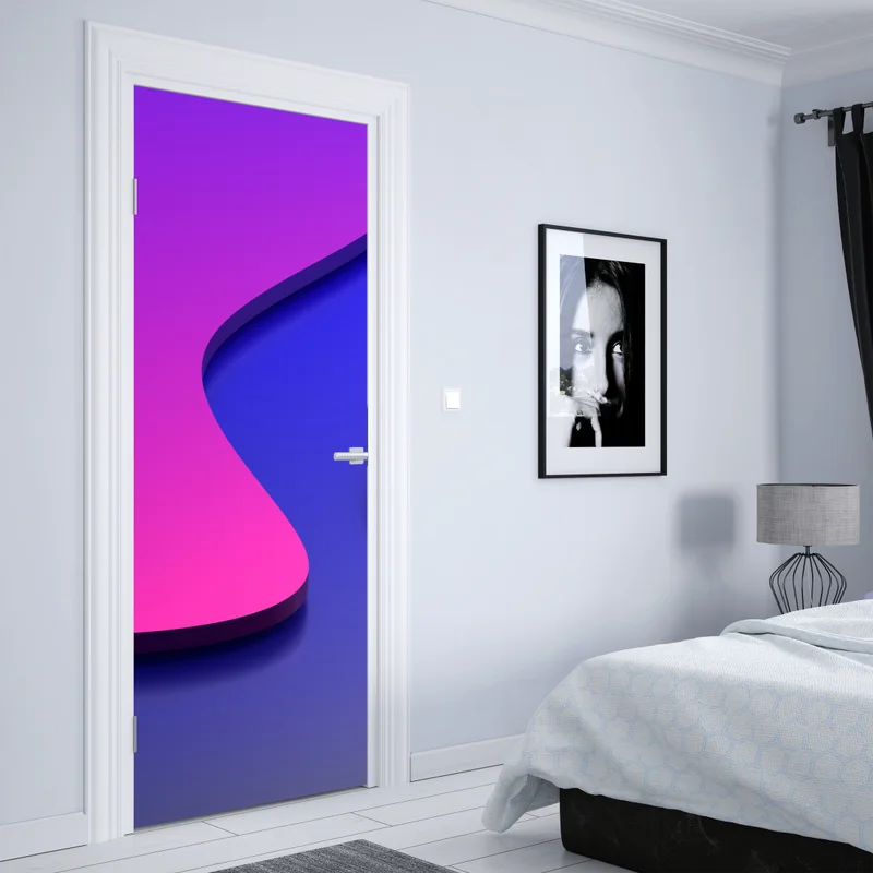 Türaufkleber leuchtende lila-blaue abstrakte 3d-formen