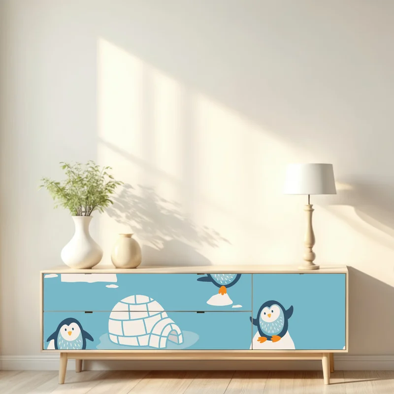 Repositionierbarer Aufkleber verspieltes pinguinmuster für kinderzimmer Repositionierbarer Aufkleber verspieltes pinguinmuster für kinderzimmer