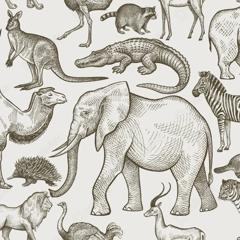 Fototapete vintage sepia wildtiermuster Fototapete vintage sepia wildtiermuster