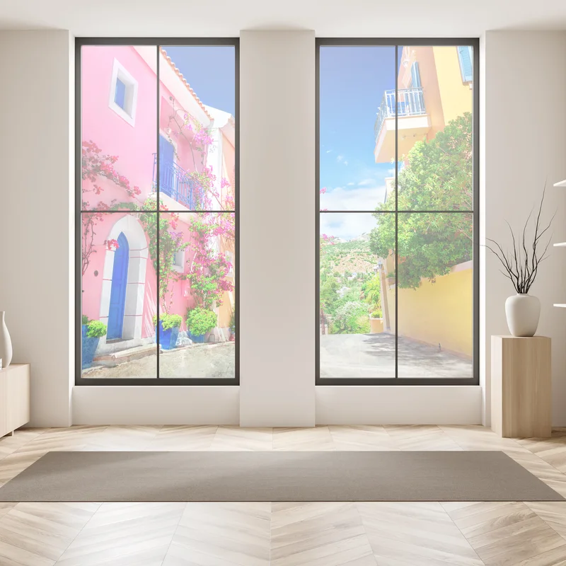 Fensteraufkleber bunte gasse auf Kefalonia