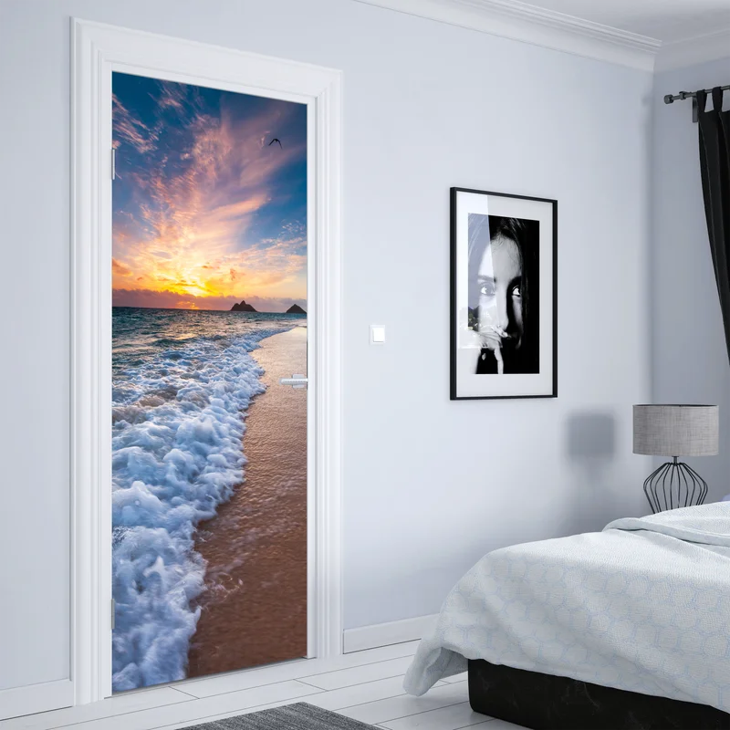 Türaufkleber ruhiger sonnenaufgang am meeresufer