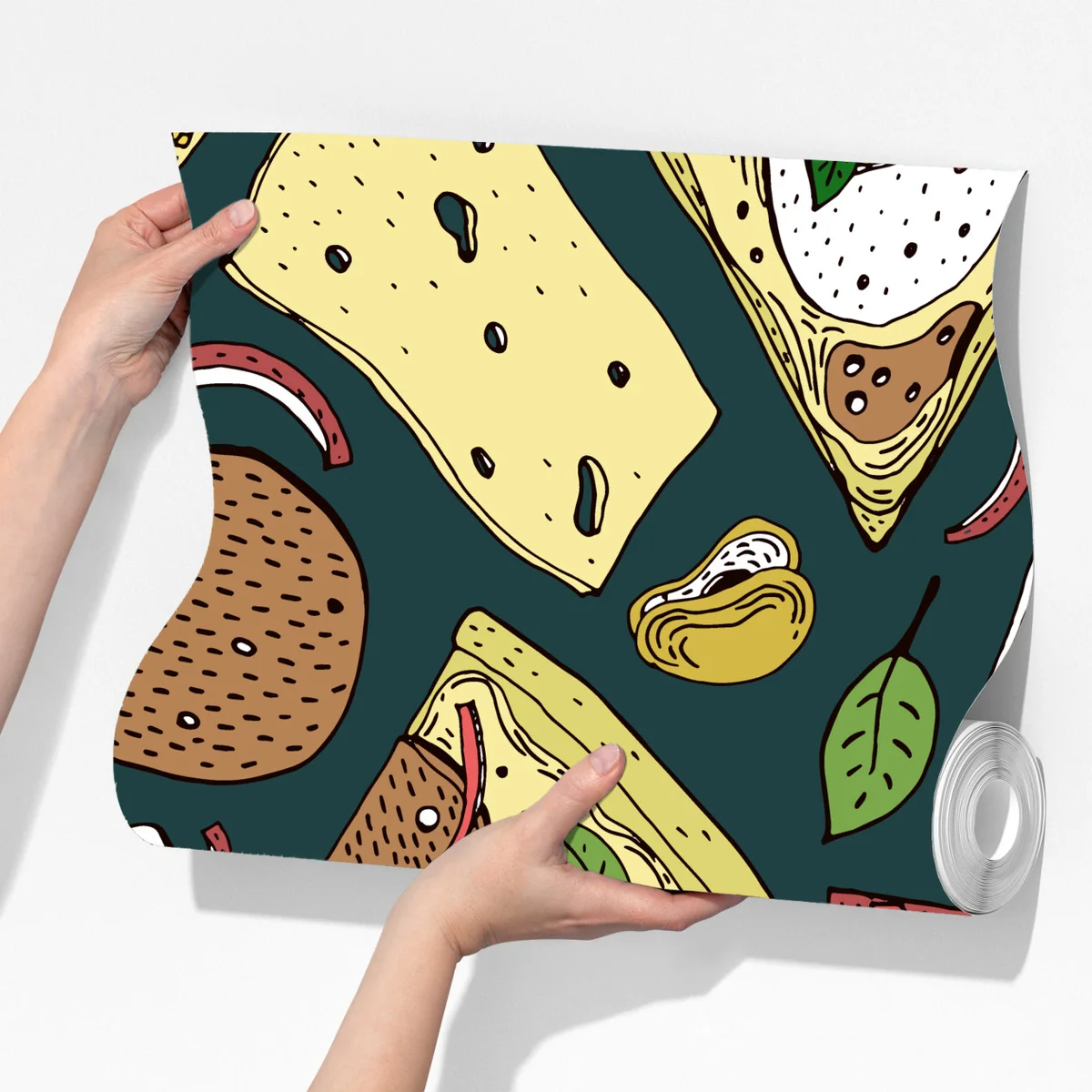 Fototapeta kolorowy wzór plasterków pizzy Fototapeta kolorowy wzór plasterków pizzy