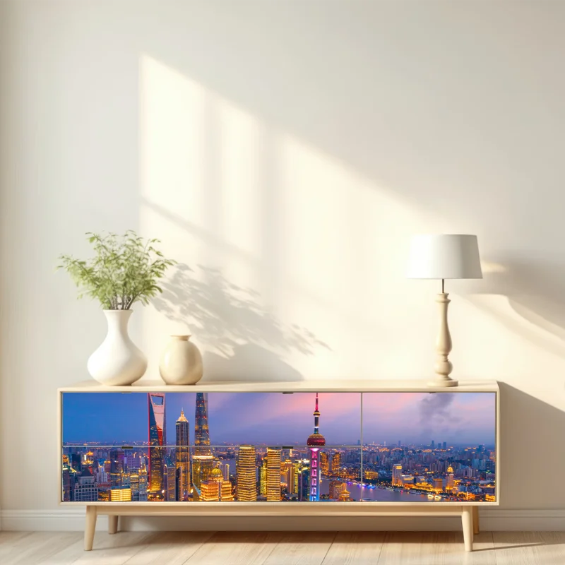 Repositionierbarer Aufkleber Shanghai nächtliche skyline