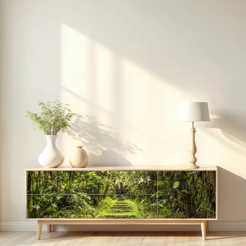 Repositionierbarer Aufkleber pfad durch üppigen dschungel Repositionierbarer Aufkleber pfad durch üppigen dschungel