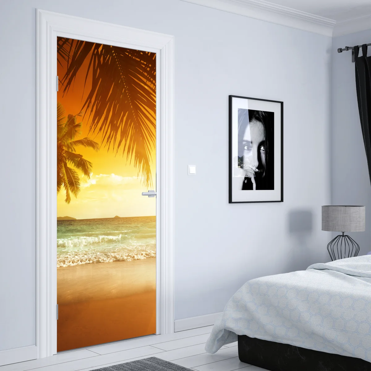 Türaufkleber goldener sonnenuntergang an einem strand in der Karibik Türaufkleber goldener sonnenuntergang an einem strand in der Karibik